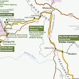 Map of Partial Nez Perce Journey