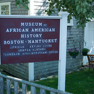 The sign outside of the African Meeting House.