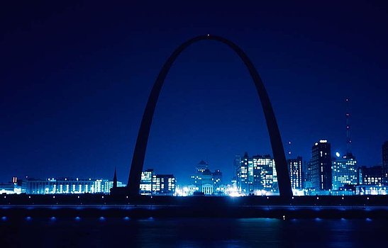 Night view of the Gateway Arch, 1966