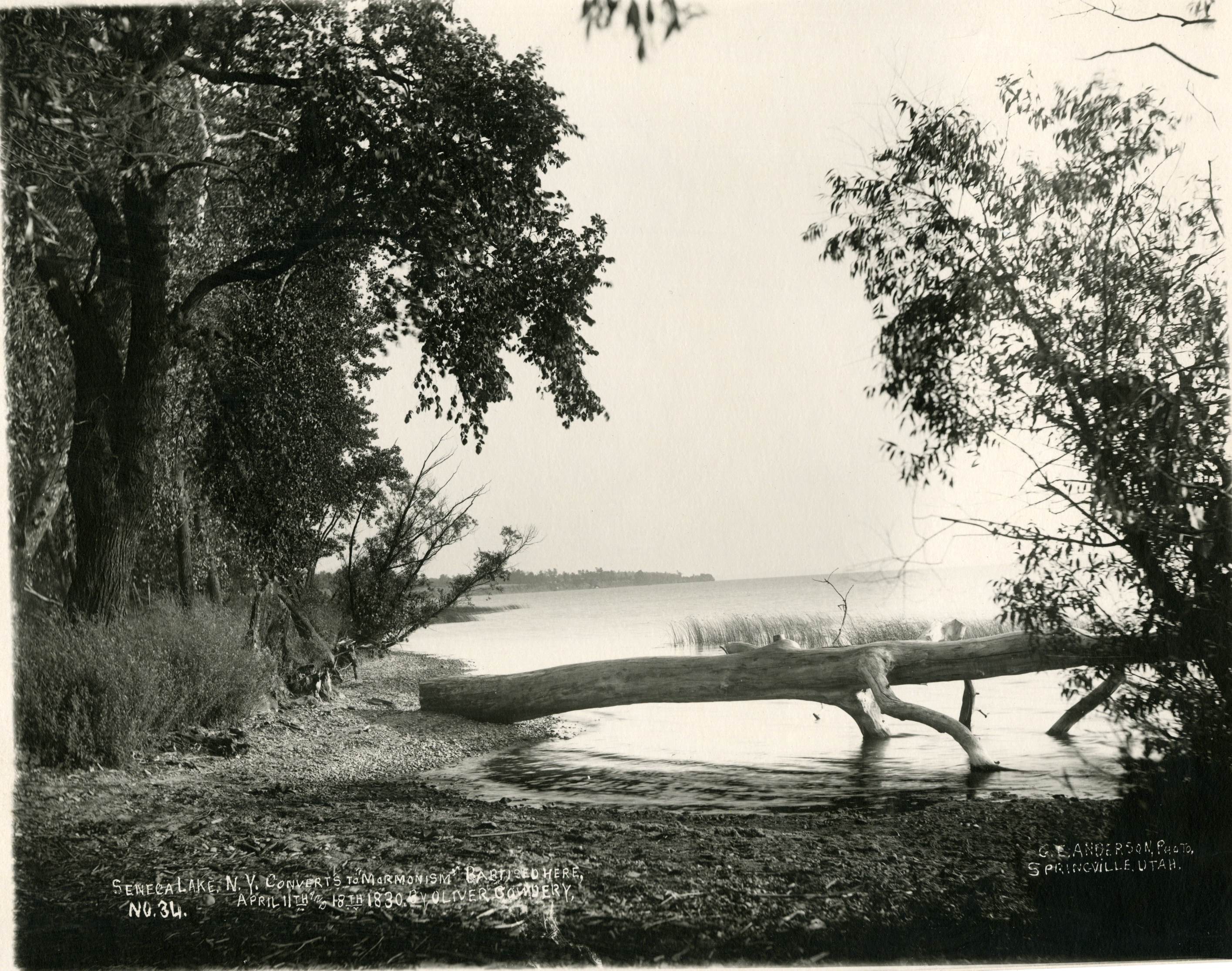 late 19th century photo of Seneca Lake. This side of lake is where the baptisms are believed to have taken place.