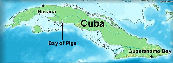 Map indicated Bay of Pigs invasion site