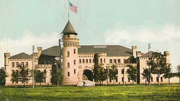 The Armory building depicted on a 1905 postcard