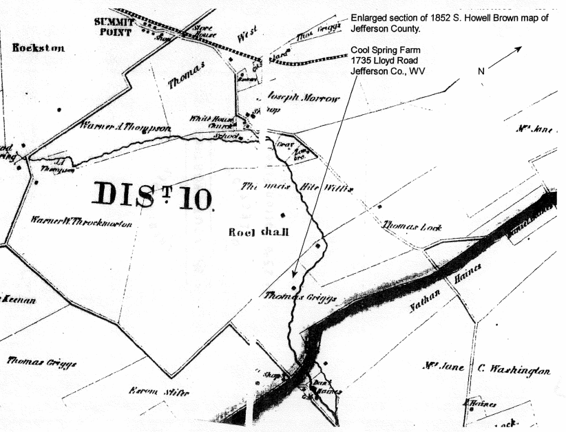 1852 map showing Thomas Griggs property