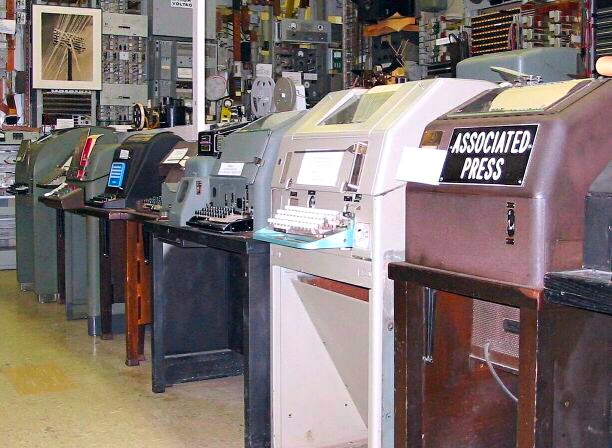 Teletype machines on display.