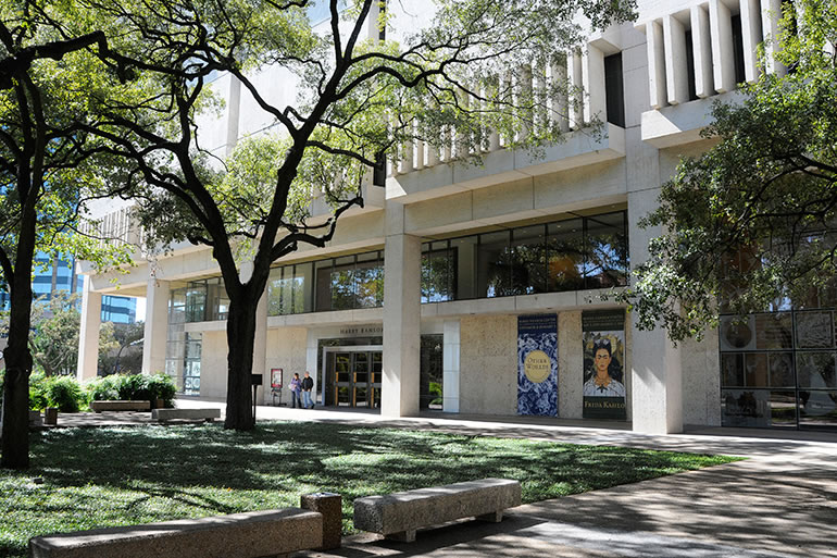 The exterior of the Harry Ransom Center.