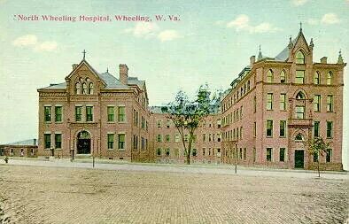 Postcard of the hospital in North Wheeling
