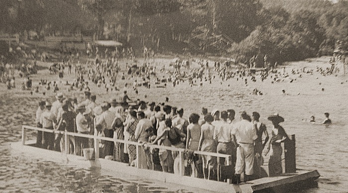Visitors arriving to a beach along the Coal River