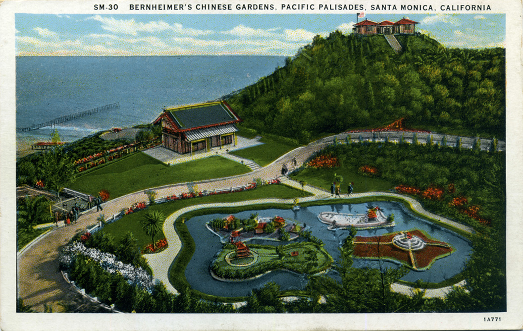 Bernheimer residence and gardens, with miniature landscapes on the pond's islands (www.library.ucla.edu)