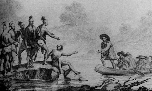 An 1827 engraving showing Williams meeting the Narragansett