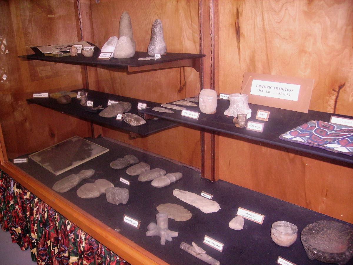 Native American artifacts on display.