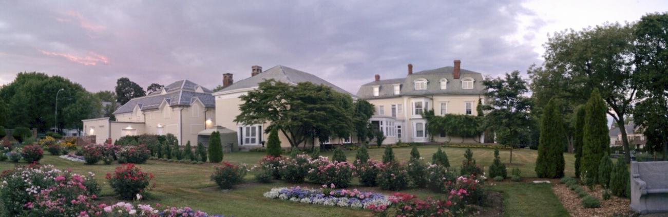 The Wistariahurst mansion and gardens.