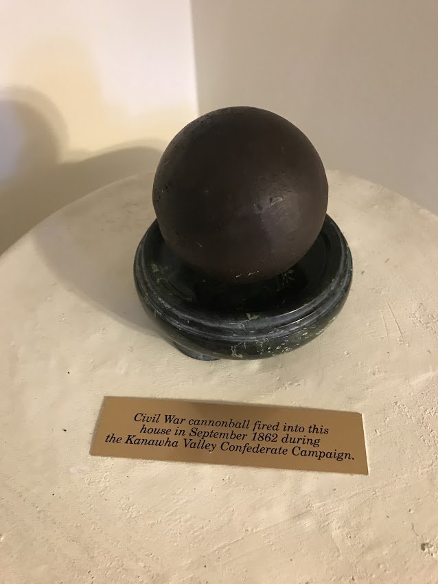 This cannonball, fired by Confederate artillery, struck the house during the Battle of Charleston in 1862. It went through the roof and into the neighboring Rand House. Rand House was demolished in the 20th Century. Photo: Kyle Warmack.