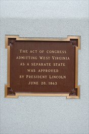 The plaque that states the admission of the State of West Virginia to the Union on June 20, 1863.