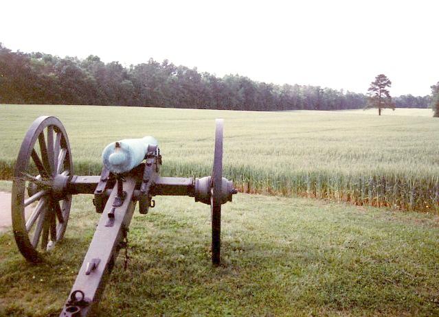 A cannon sits as silent sentinel over the battlefield.