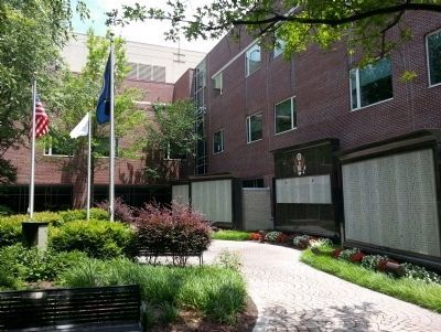 The Memorial Wall was created in 1957 and was originally located in the chapel, but was moved to the newly-created Memorial Gardens in 1987.