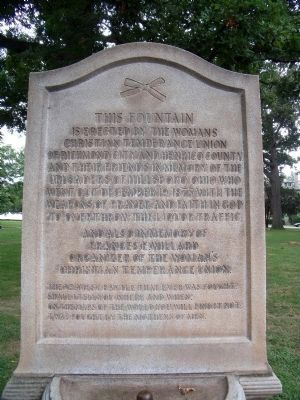 WCTU of Richmond Fountain inscription pas tribute to the Hillsboro, OH, movement and to Frances E. Willard.