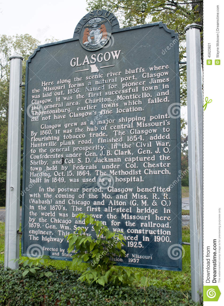 City of Glasgow Marker giving the history of the Battle of Glasgow.