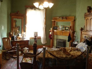 One of the bedrooms in the mansion