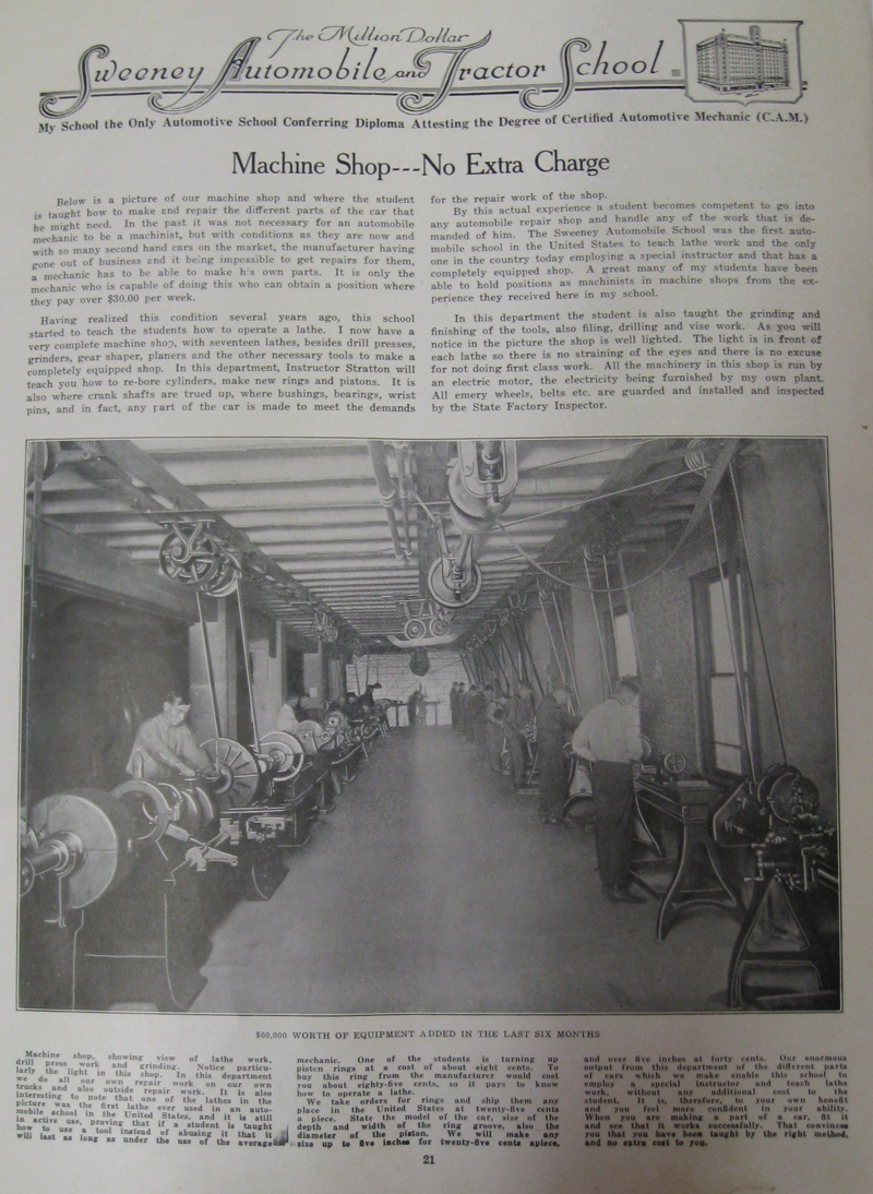 The machine shop inside of the school