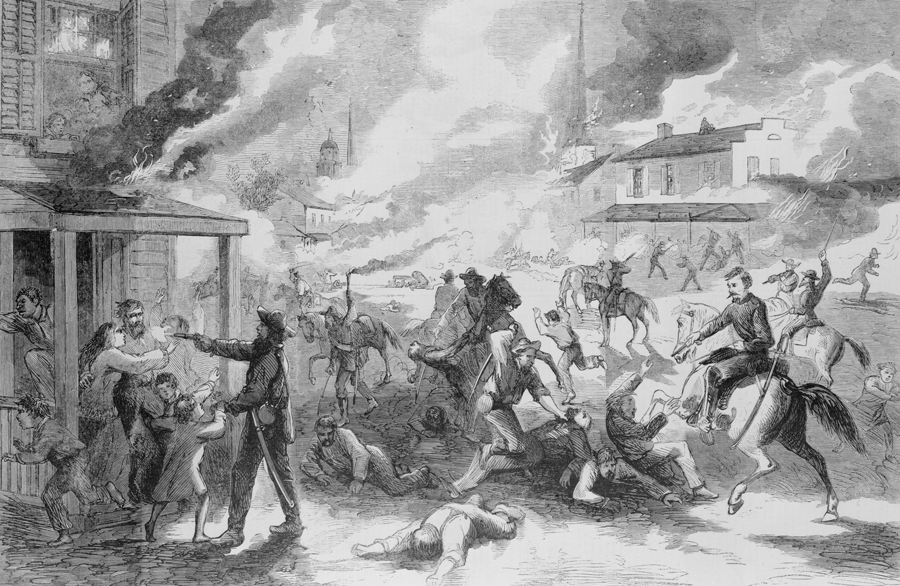 Quantrill's Raid into Lawrence, Kansas, following the prison collapse in Kansas City, MO