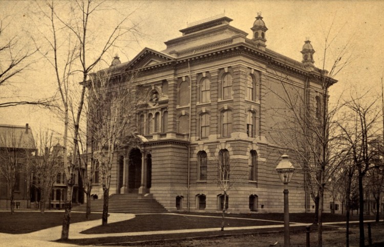 The second library building was in Center Park and served as the main branch from 1877 - 1921