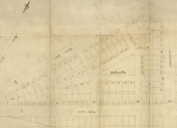 A close-up of one of the triangular "blocks" within the plan
