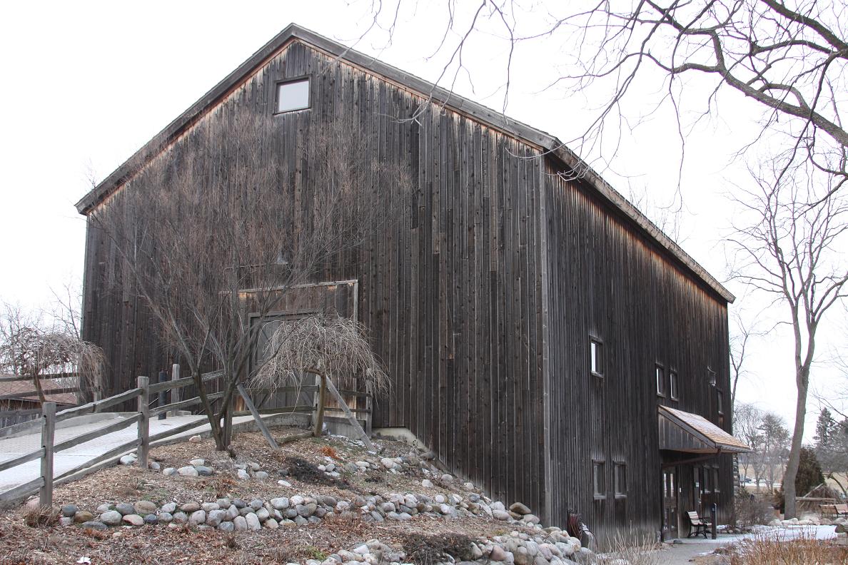 The large, 3-story barn has been renovated and is used to host weddings and other events