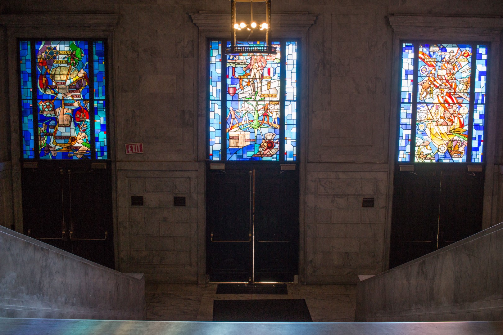 Stained-glass windows created by Vincent Filliponi '43