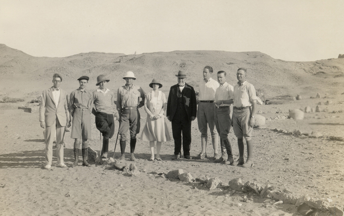 UM staff on a dig in Egypt in 1926. Kelsey is the man in the dark suit, fourth in from the right.