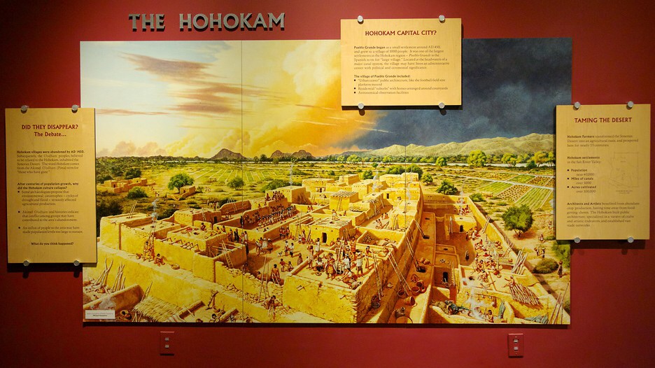 Rendering of Pueblo Grande during Hohokam habitation.