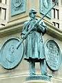 One of four sculptures around the base, this bronze statue commemorates the infantry.