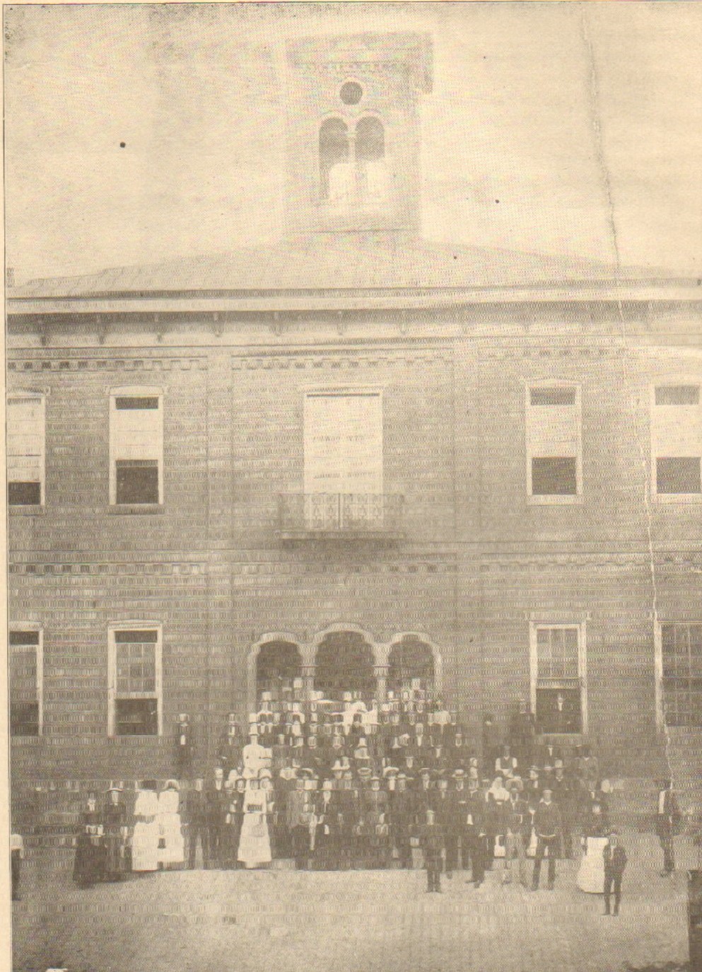 The third Harrison County Courthouse which existed from 1857-1887. Clarksburg's pro-Union meetings occurred at this courthouse.