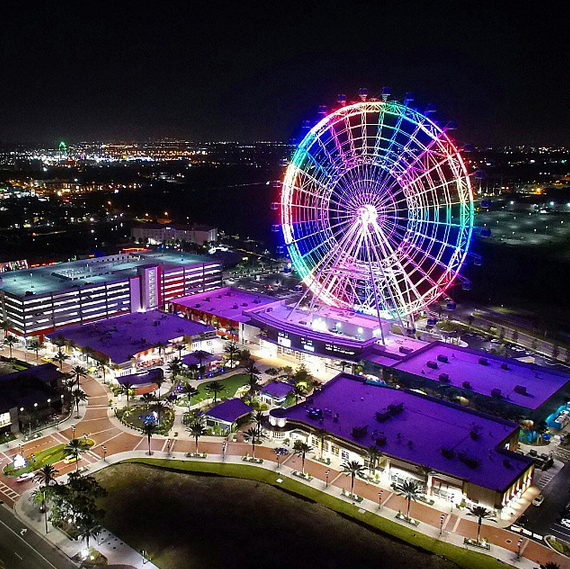 The Orlando Eye lights the night sky