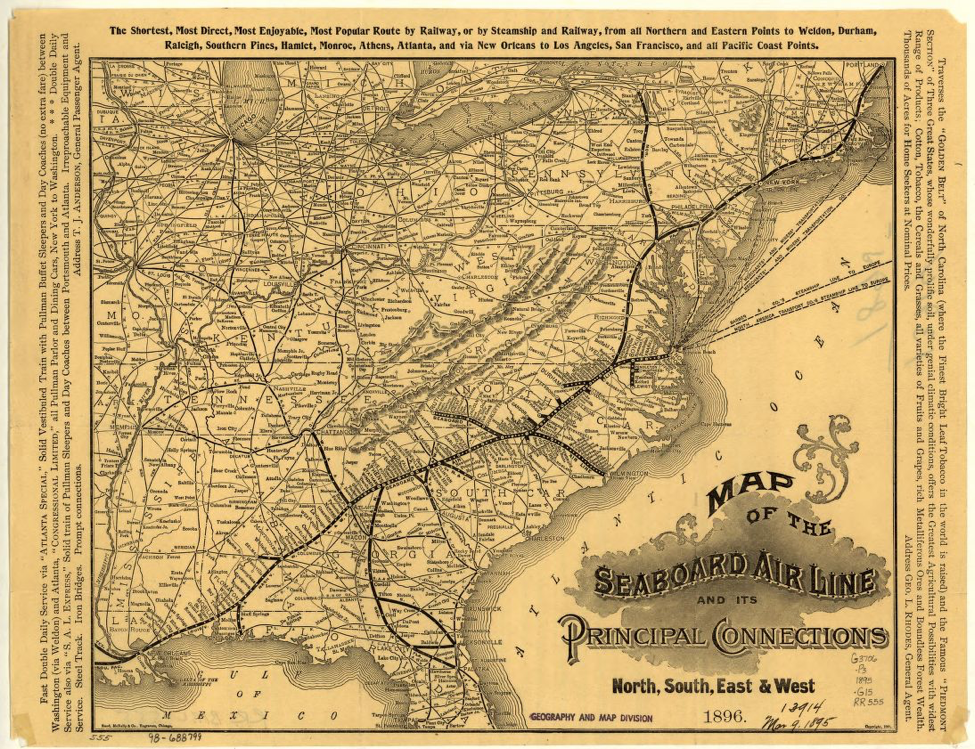 A map of the Seaboard Air Line Railways