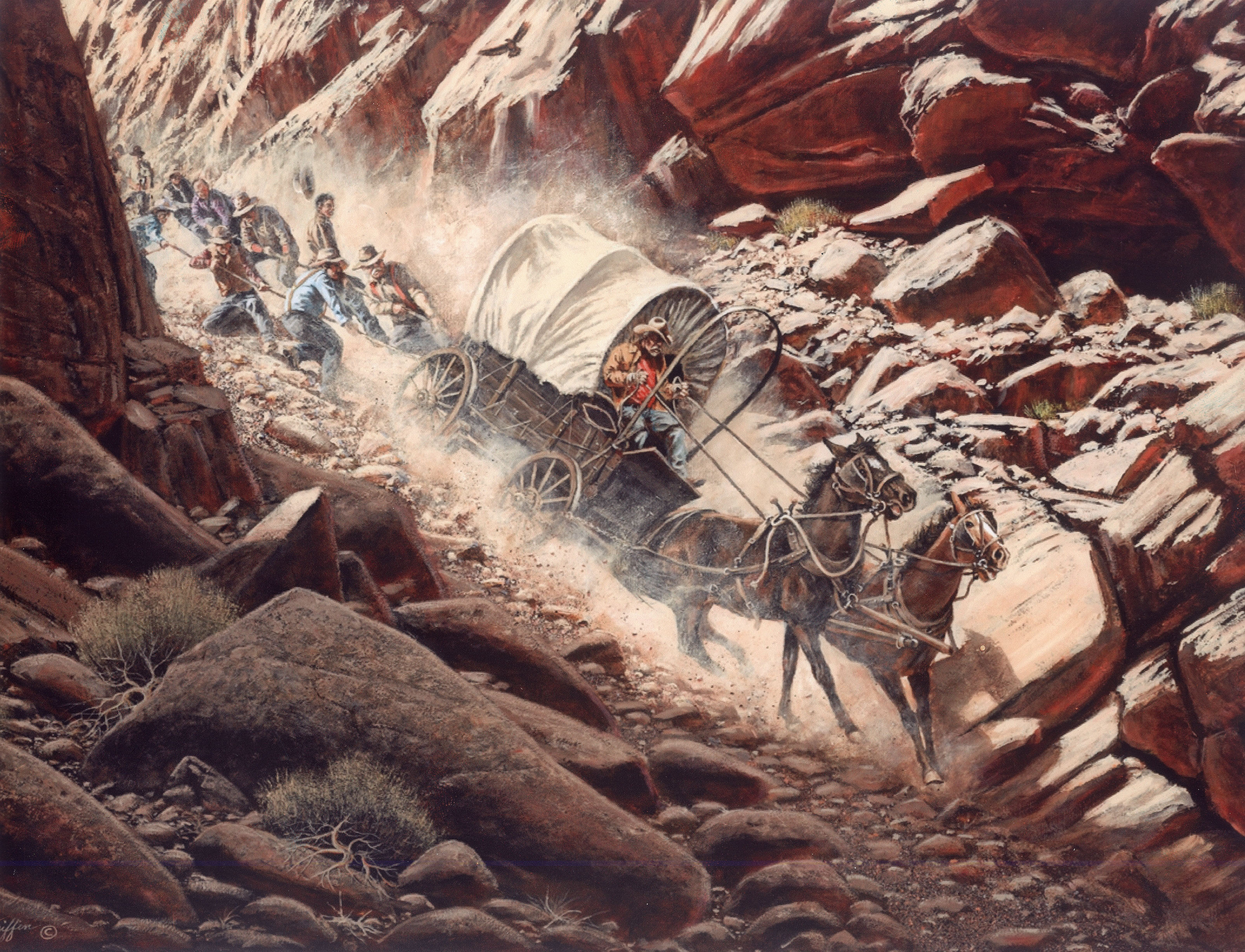 A painting of the journey by artist Lynn Griffin.