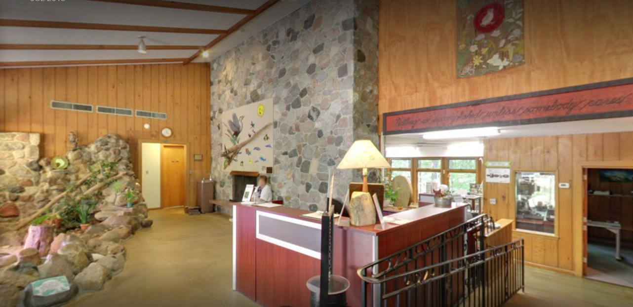 The front desk of the visitor center, built in 1968