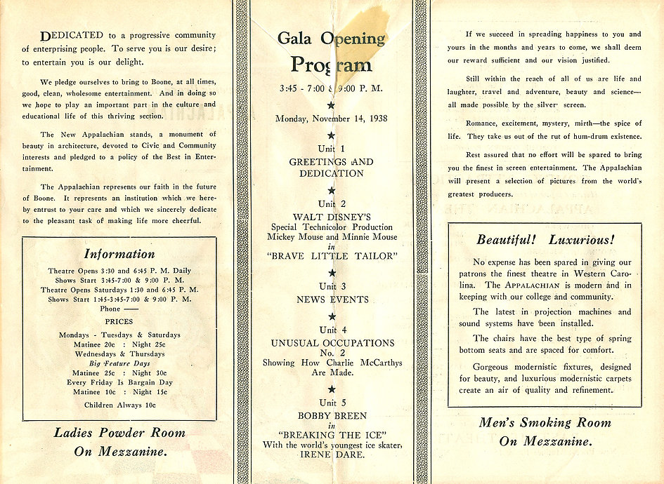 "No expense has been spared," declares the theater's opening gala program in 1938.