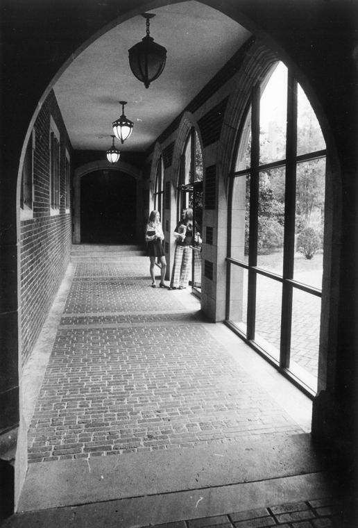 Walkway to the dining hall in 1974.