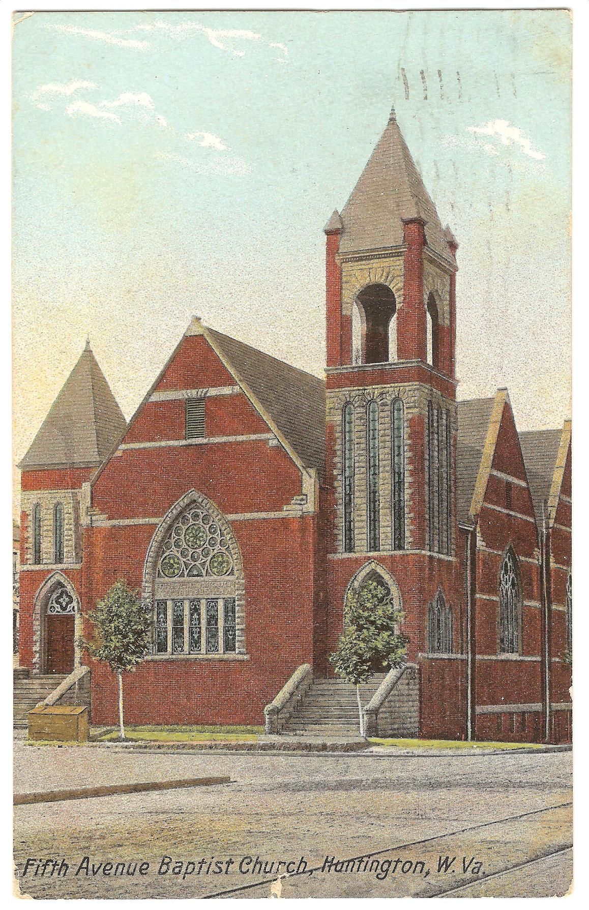 The first established location of Fifth Avenue Baptist Church- this structure was torn down, and the Herald Dispatch offices now sit on this property.