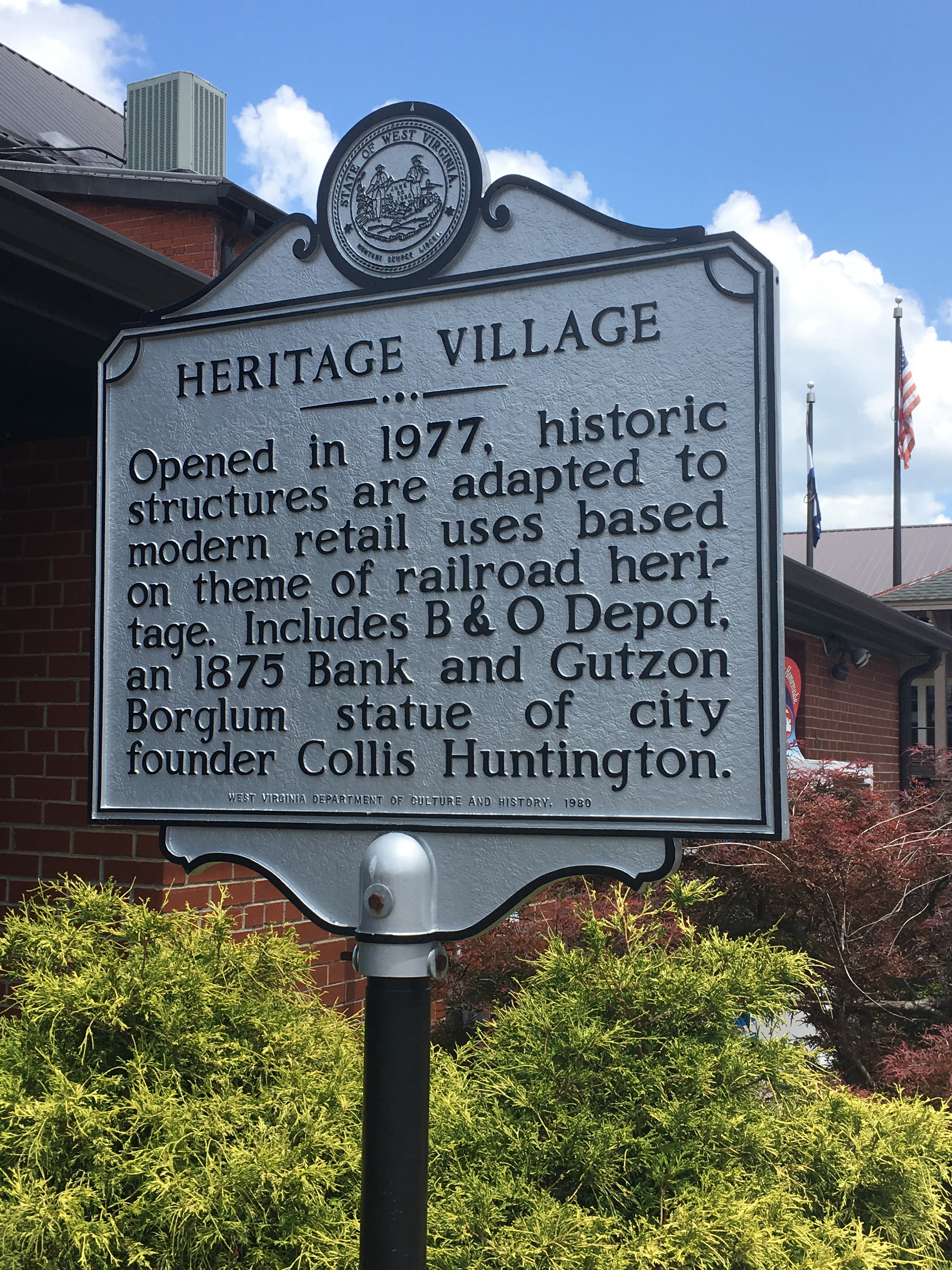 Historical Marker for Heritage Station; it was originally known as Heritage Village when it first opened.