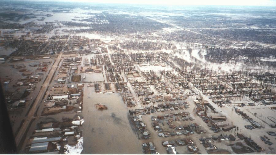 Grand Forks after a levee overtopped and Grand Forks was evacuated