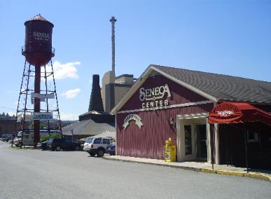 The glass factory has a new life as the Seneca Center, which provides a historic shopping experience and business offices. 