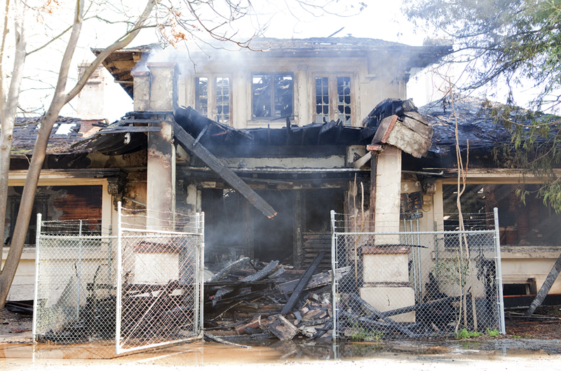 Damage to the Kelley House in a 2012 fire (image from CBS San Francisco)