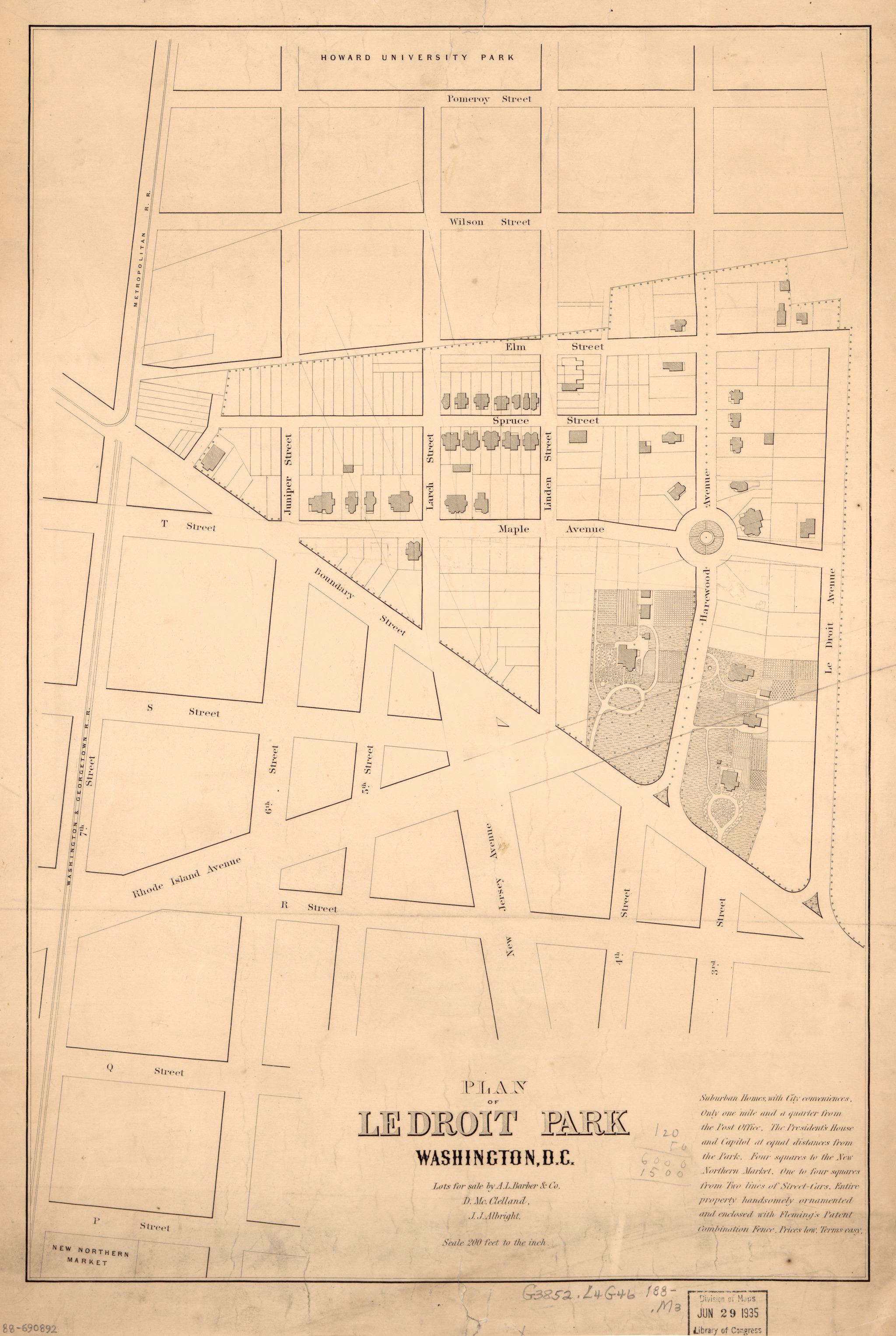 (1880) Map of LeDroit Park. Image courtesy of Library of Congress - http://ghostsofdc.org/image/zoom/rare-1880-plan-ledroit-park/17116/view.jpg, Public Domain, https://en.wikipedia.org/w/index.php?curid=47658431