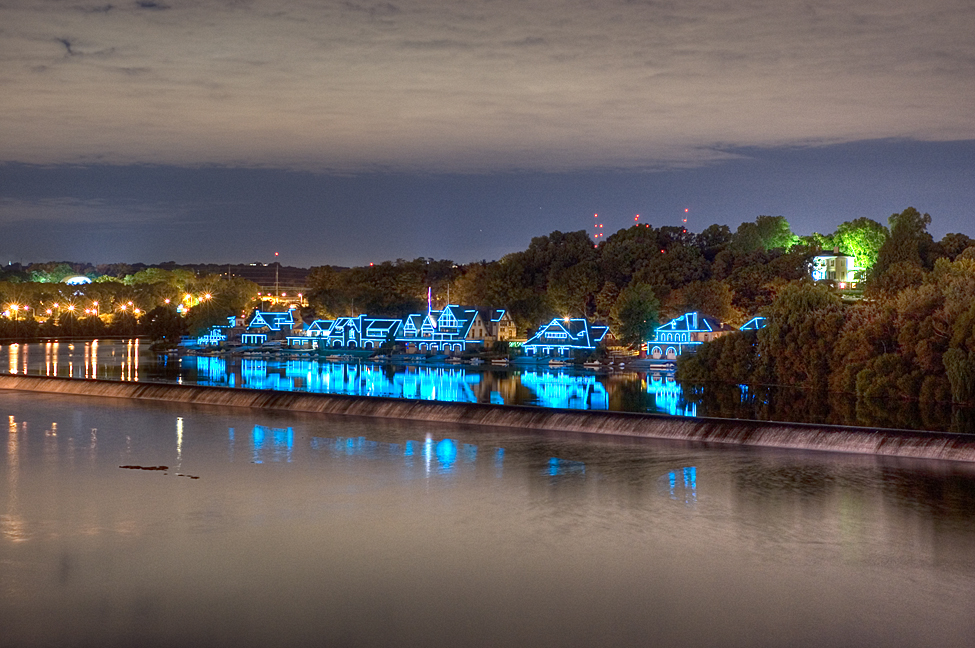 Lemon Hill shines above and off to the right of historic Boathouse Row.