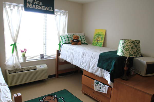 A room in one of Commons' residence halls.