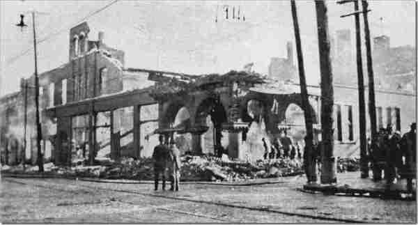 The destruction of the Traders Building.