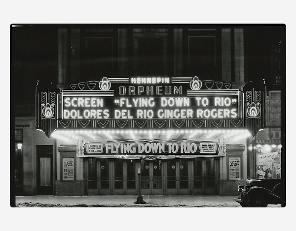 The marquee when it was the Hennepin Theatre in the 1930s