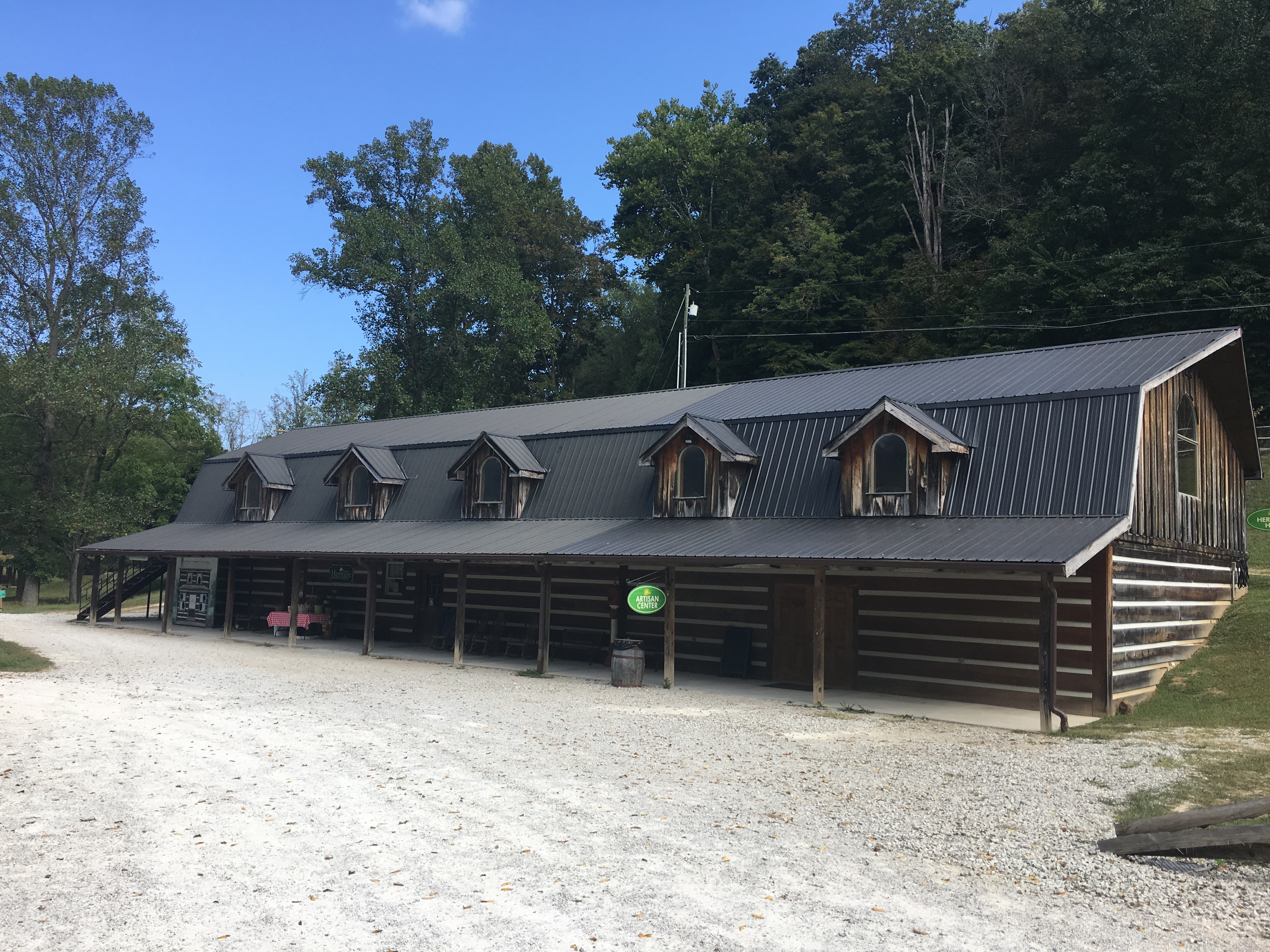 The left and center entrances of the Artisan Center lead to the artisan workstations.