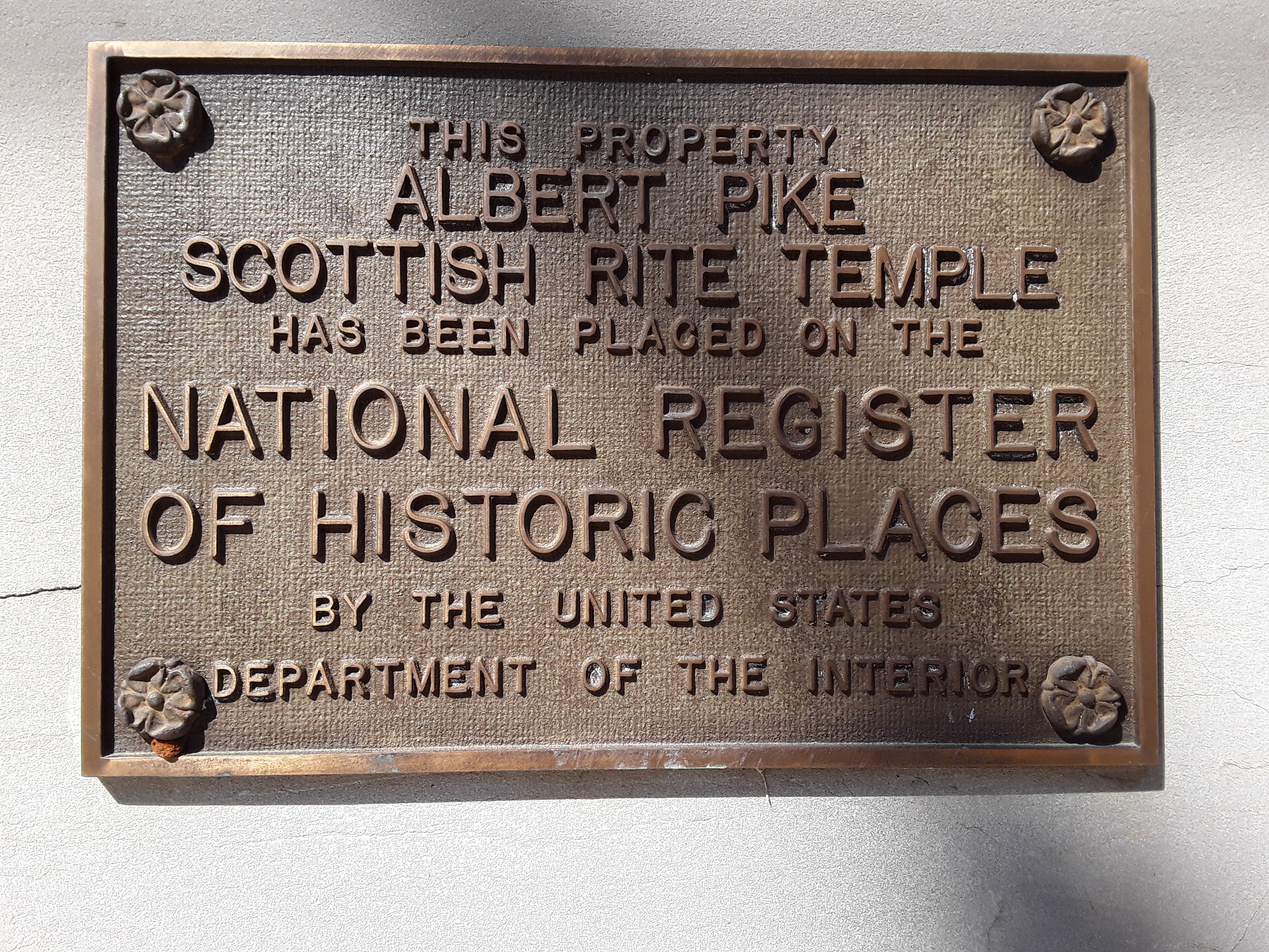 Plaque Indicating Inclusion on the National Register of Historic Places